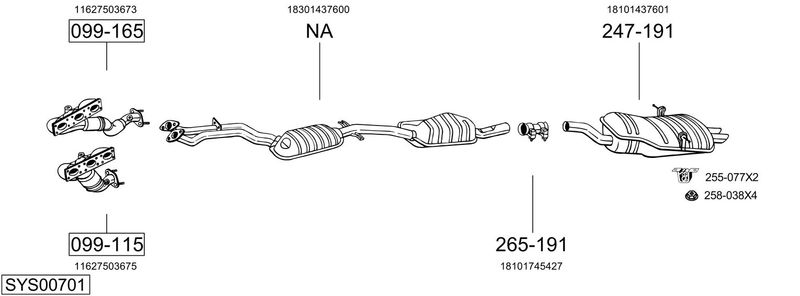 BOSAL kipufogórendszer SYS00701