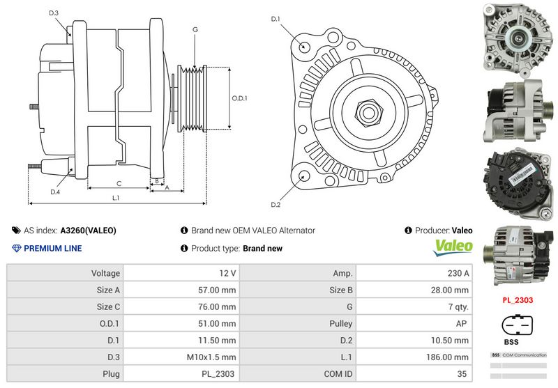 AS-PL A3260(VALEO) Alternator