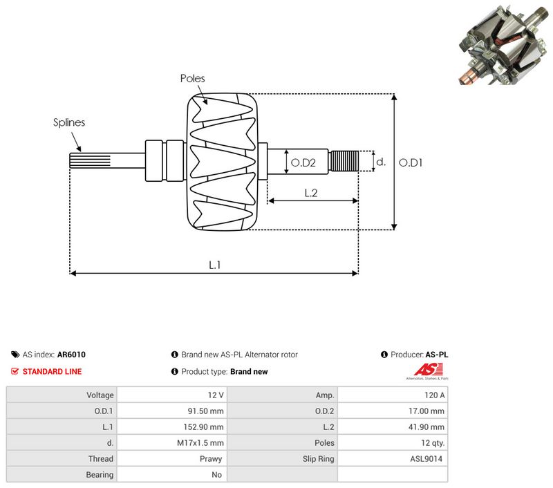 AS-PL AR6010 Rotor, alternator