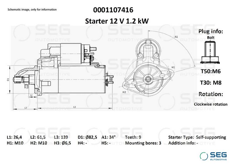 SEG Automotive 0001107416 Starter