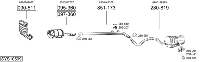 BOSAL kipufogórendszer SYS10599