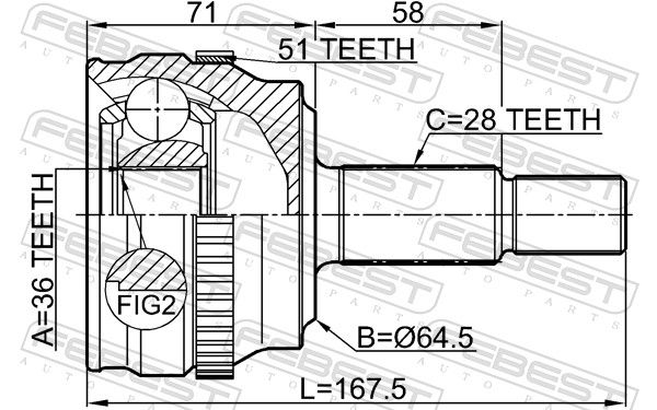 FEBEST 2410-MASTA51 Joint Kit, drive shaft