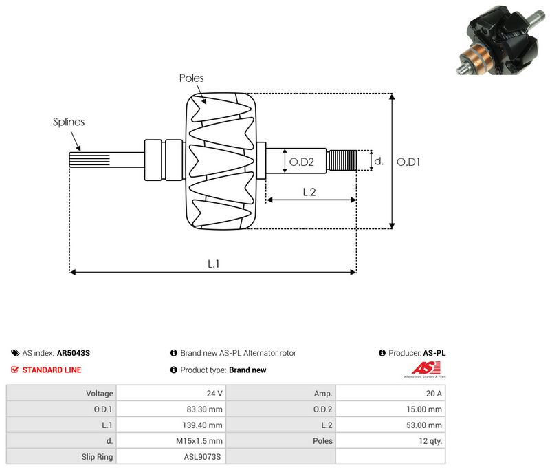 AS-PL AR5043S Rotor, alternator