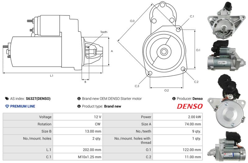 AS-PL S6327(DENSO) Starter