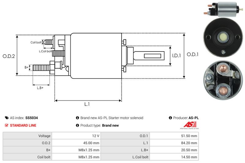 AS-PL SS5034 Solenoid Switch, starter