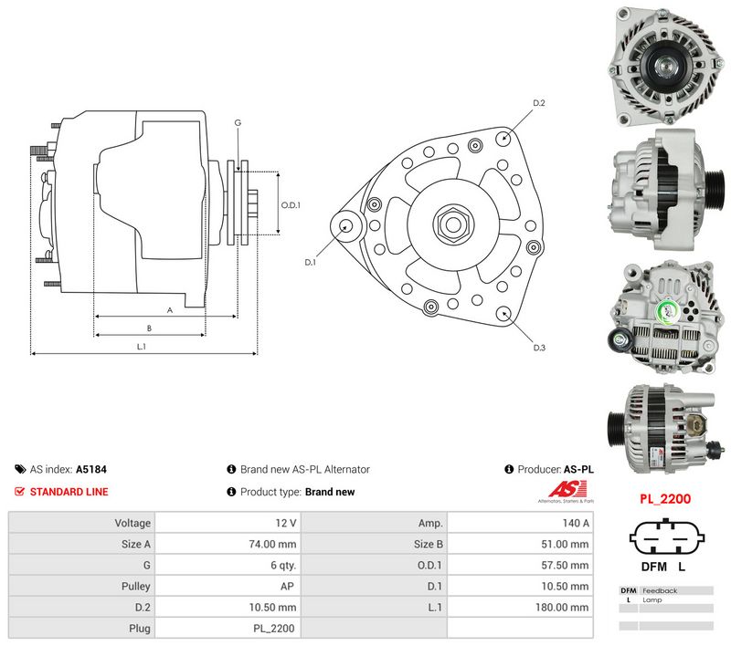 AS-PL A5184 Alternator