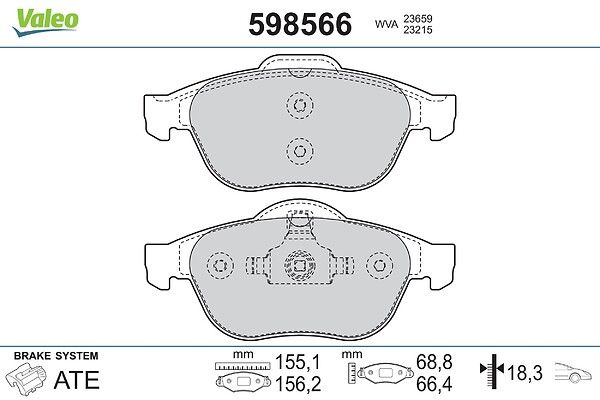 Plaquettes+de+frein+à+disque VALEO 598566