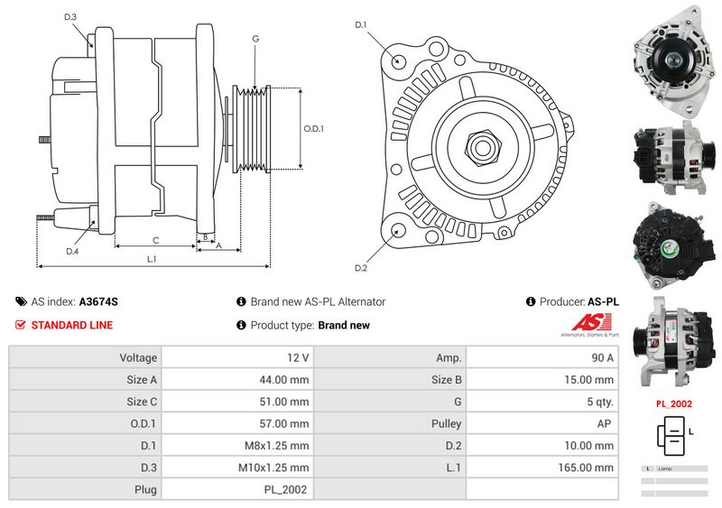 AS-PL A3674S Alternator