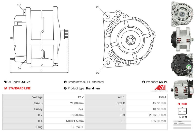 AS-PL A3122 Alternator