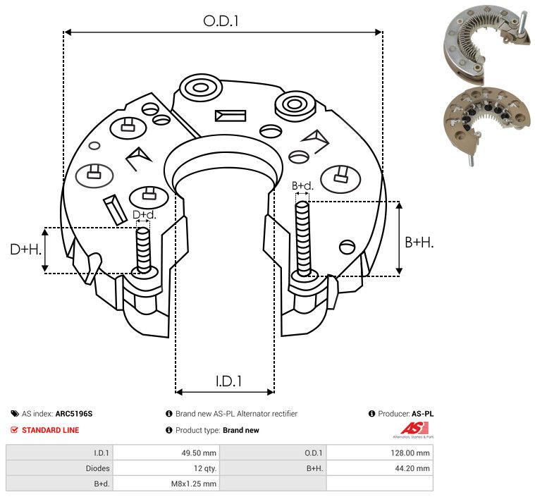 AS-PL ARC5196S Rectifier, alternator