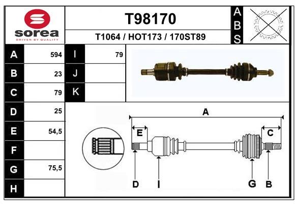 EAI hajtótengely T98170