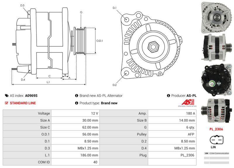 AS-PL A0969S Alternator
