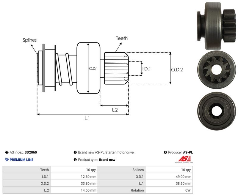 AS-PL SD2060 Freewheel Gear, starter