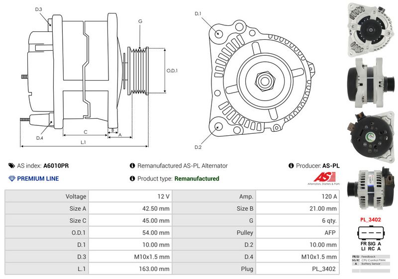 Generaator, AS-PL A6010PR