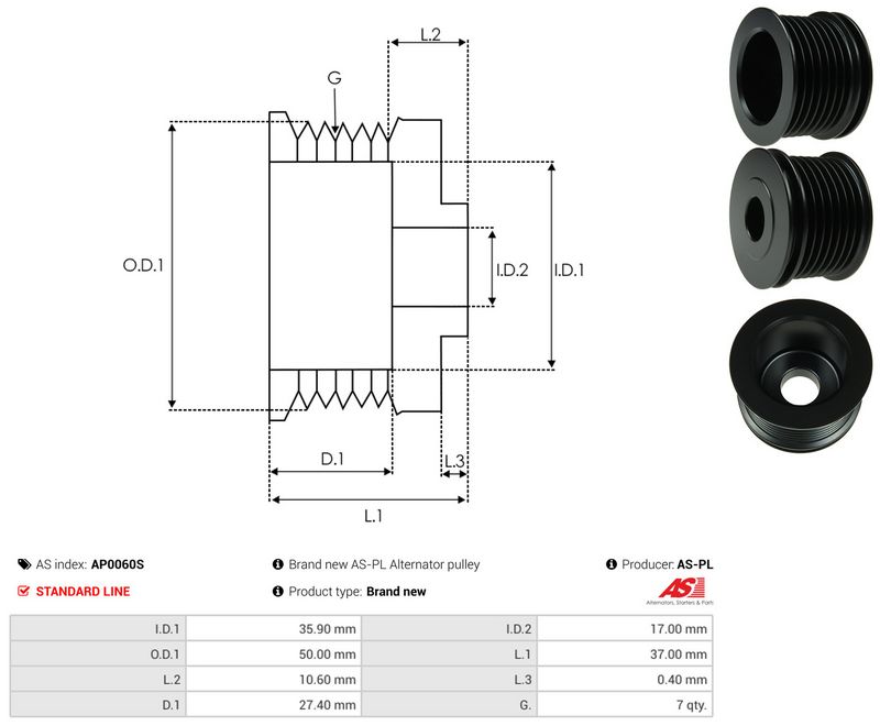 AS-PL AP0060S Belt Pulley, alternator