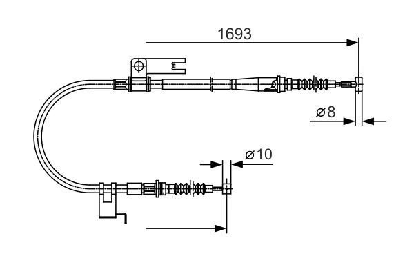 Тросовий привод, стоянкове гальмо, MAZDA трос ручного гальма 626 98- ле, Bosch 1987477917