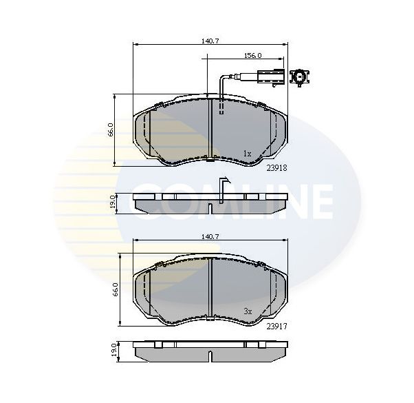 Комплект гальмівних накладок, дискове гальмо, Comline CBP11040