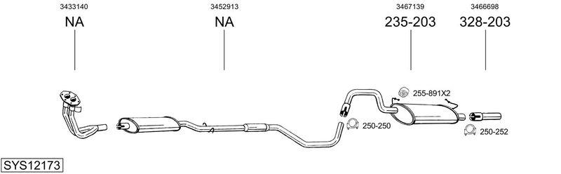 BOSAL kipufogórendszer SYS12173