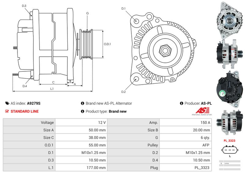 AS-PL A9279S Alternator