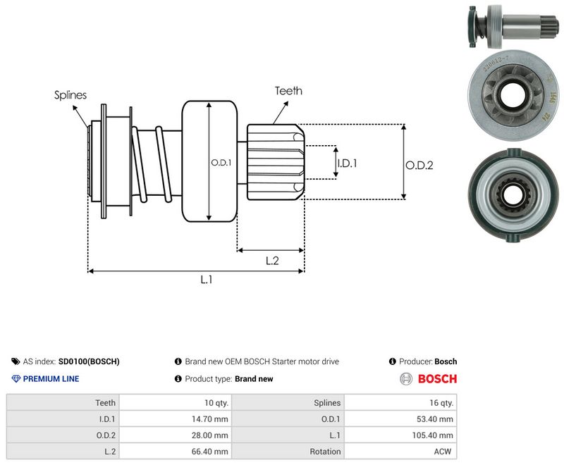 Vabajooks, starter, AS-PL SD0100(BOSCH)