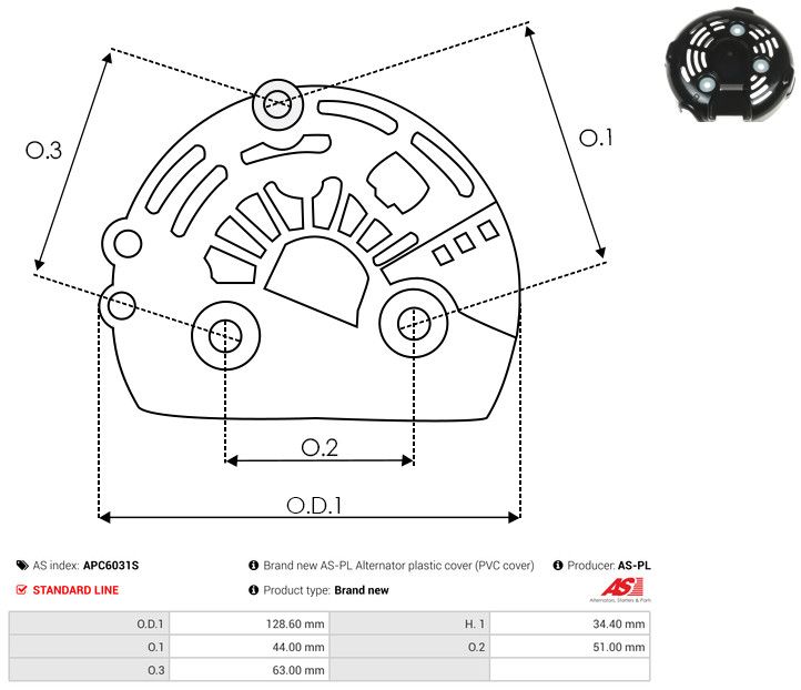 AS-PL APC6031S Protective Cap, alternator