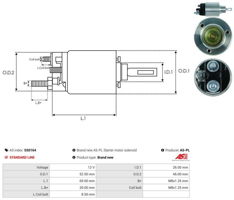 AS-PL SS0164 Solenoid Switch, starter