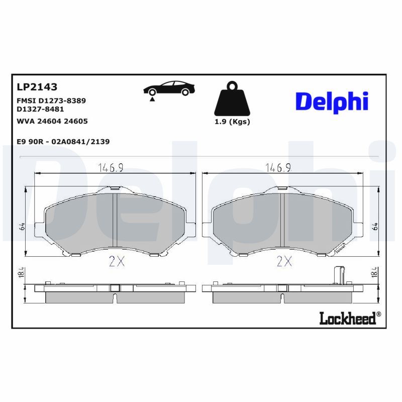 Piduriklotsi komplekt, ketaspidur, DELPHI LP2143
