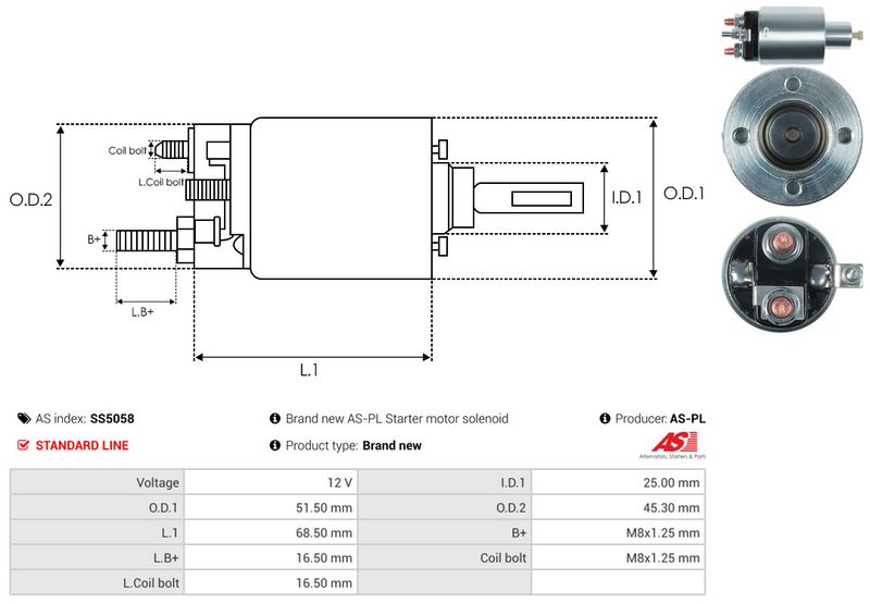 AS-PL SS5058 Solenoid Switch, starter