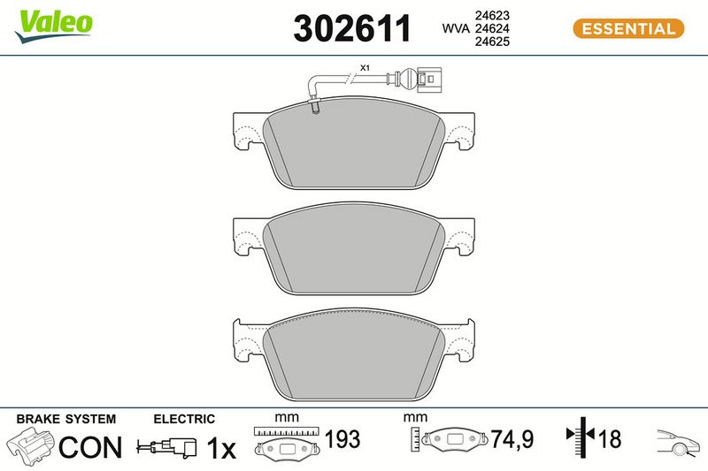 Piduriklotsi komplekt, ketaspidur VALEO 302611