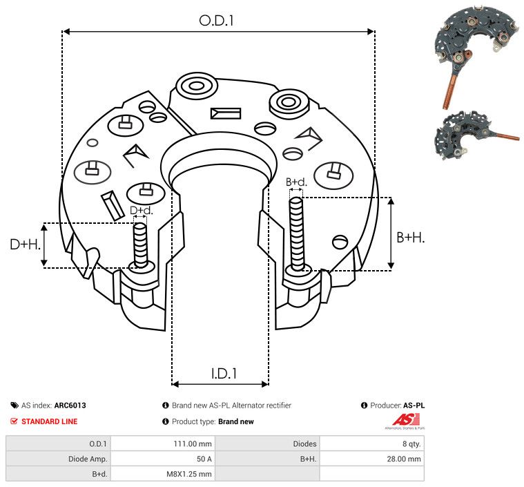 AS-PL ARC6013 Rectifier, alternator