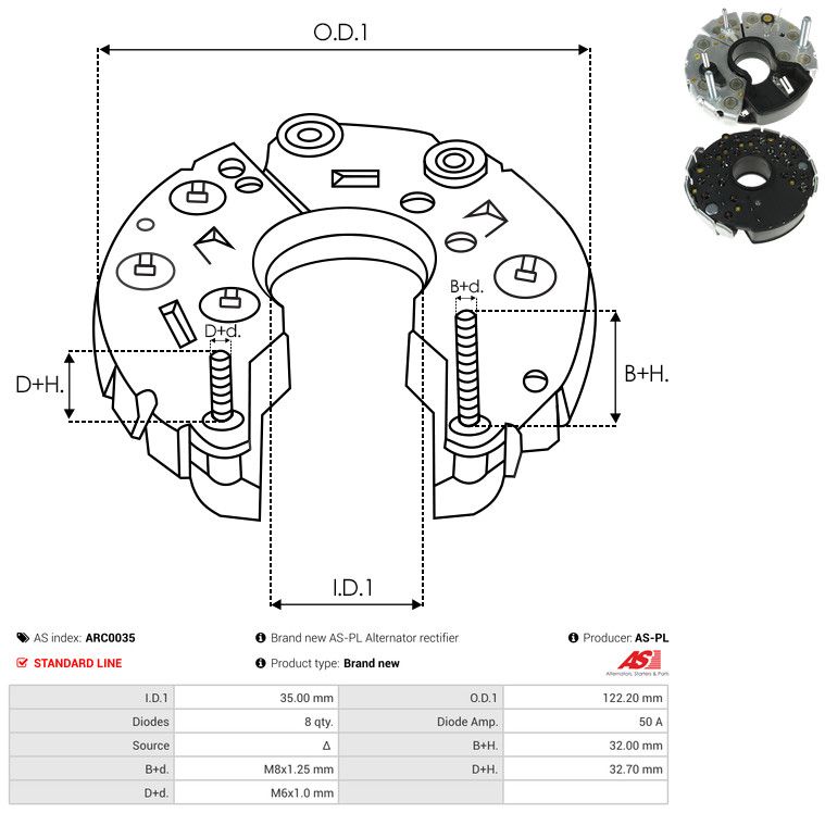 AS-PL ARC0035 Rectifier, alternator