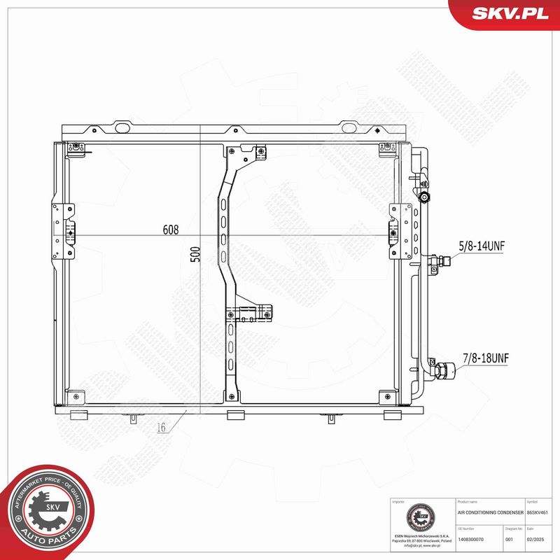 ESEN SKV 86SKV461 Condenser, air conditioning