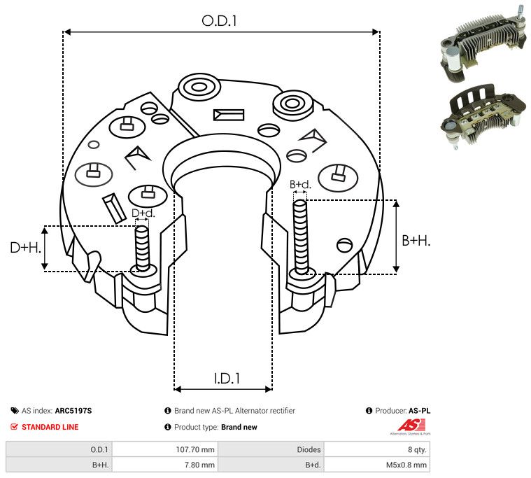 AS-PL ARC5197S Rectifier, alternator