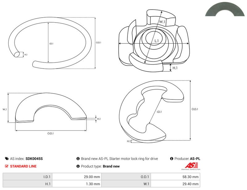 AS-PL SDK0045S Repair Kit, starter
