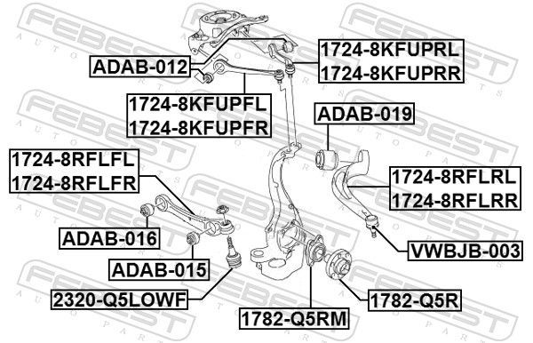 FEBEST ADAB-019 Mounting, control/trailing arm