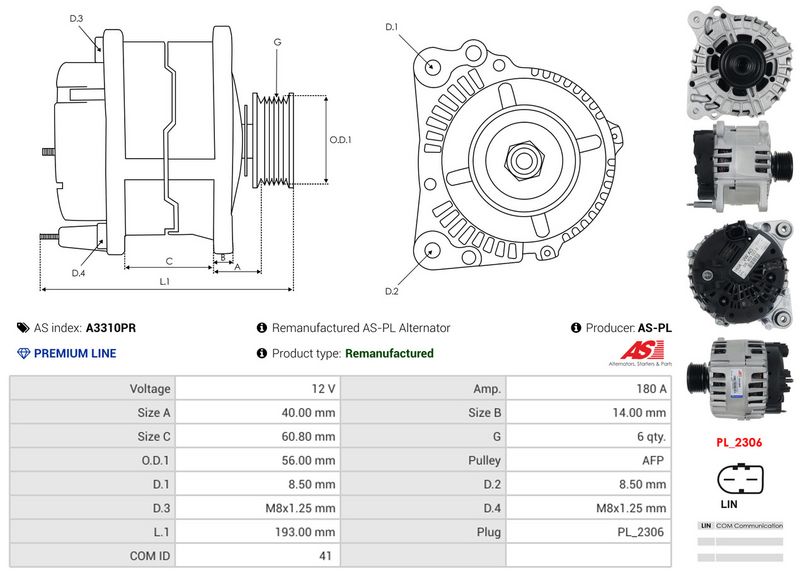 AS-PL A3310PR Alternator