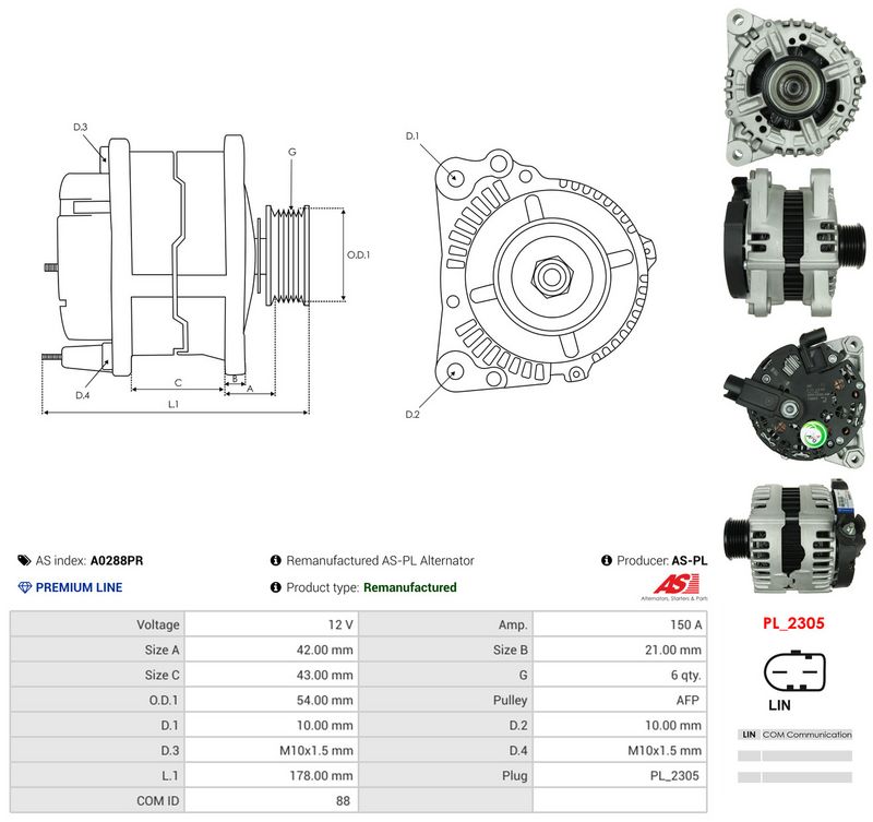 Generaator, AS-PL A0288PR