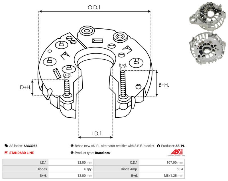 AS-PL ARC3066 Rectifier, alternator