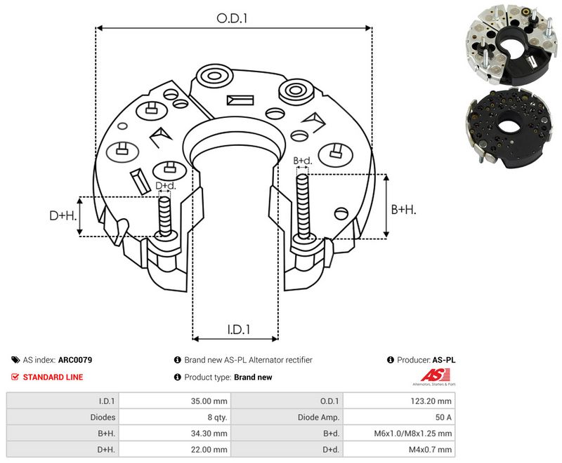 AS-PL ARC0079 Rectifier, alternator