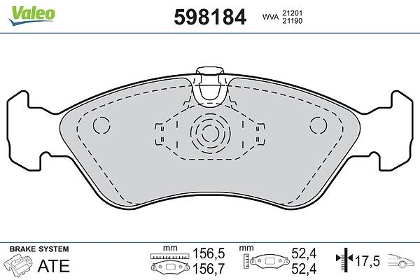 комплект спирачно феродо, дискови спирачки VALEO