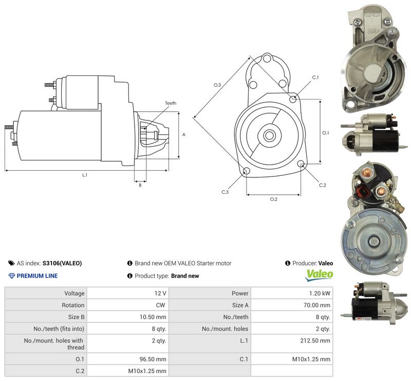 Starter, AS-PL S3106(VALEO)
