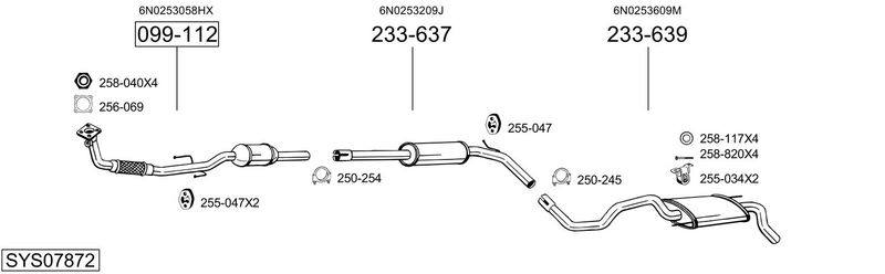 BOSAL kipufogórendszer SYS07872