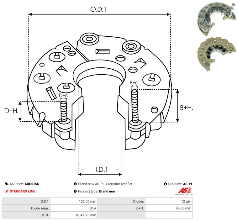 AS-PL ARC5156 Rectifier, alternator
