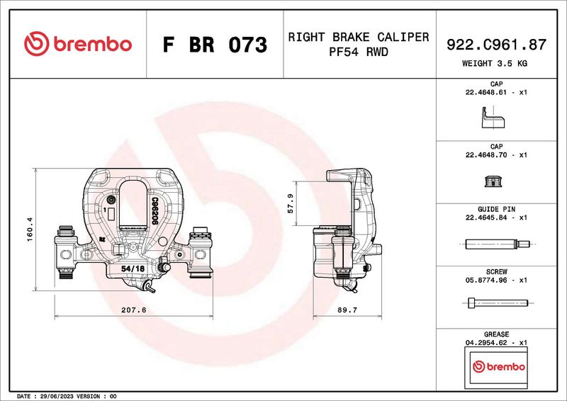 Гальмівний супорт, Brembo FBR073