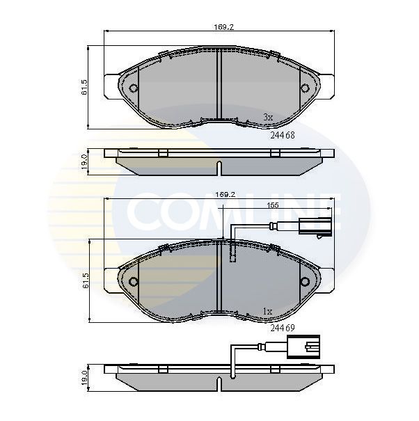 Комплект гальмівних накладок, дискове гальмо, Comline CBP11589