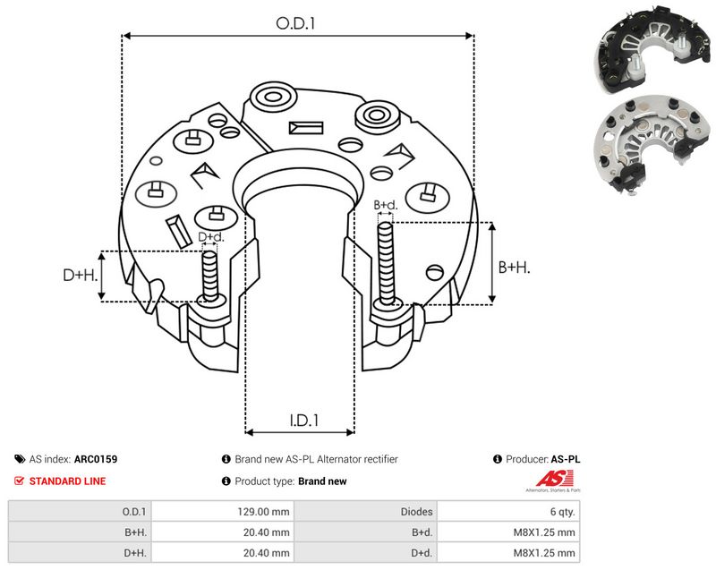 AS-PL ARC0159 Rectifier, alternator
