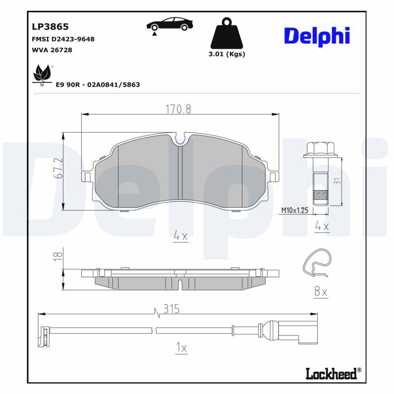 DELPHI LP3865 Brake Pad Set, disc brake