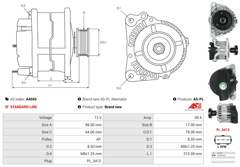 AS-PL A4045 Alternator