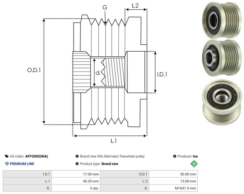 AS-PL AFP2005(INA) Alternator Freewheel Clutch