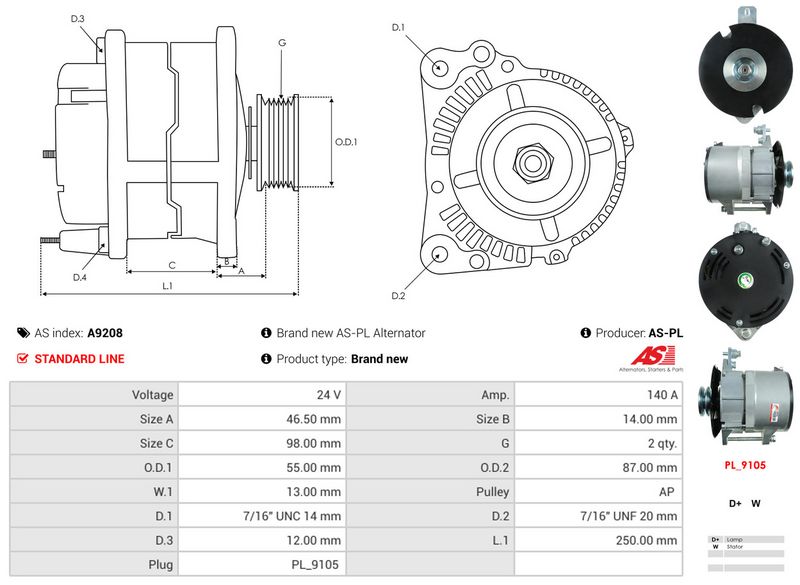 AS-PL A9208 Alternator